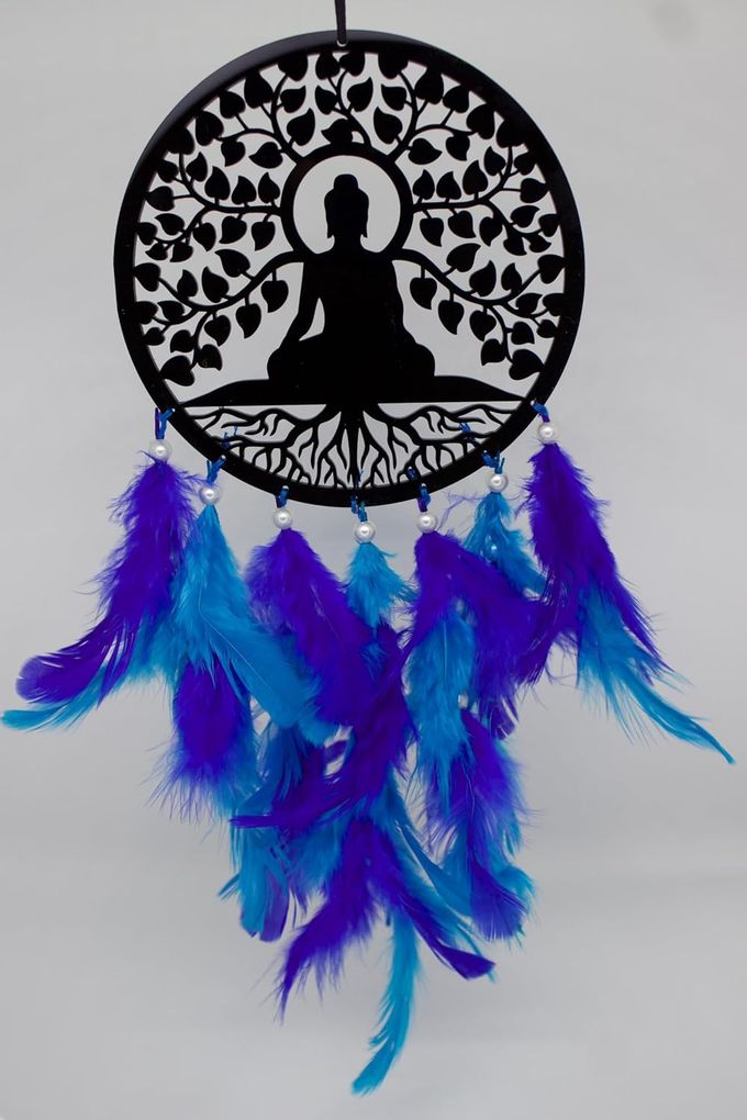 DREAM CATCHER BUDDHA WITH BLUE FEATHERS DREAM CATHCER FOR CARS AND HOME