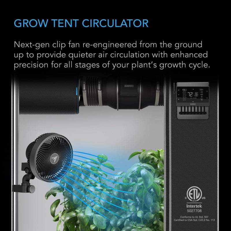 ايه سي إنفينيتي AC Infinity CLOUDRAY A6 Grow Tent Clip Fan 6 مع محرك EC طويل العمر مُعاد تصميمه مخصص 10 سرعات رياح ديناميكية مقاومة للطقس IP-54 دوارة يدوية لتبريد الدورة الدموية المائية - Image 2