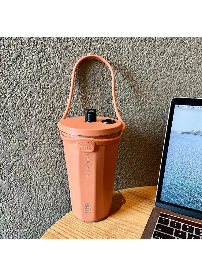 TYESO Stainless Steel Vacuum Insulated Straw Mug Large Capacity for Sports, Travel, and School，Insulated Water Bottle Keep Cold 24H, Leak-Proof 600ml - Image 1