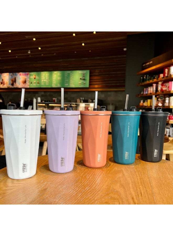 TYESO Stainless Steel Vacuum Insulated Straw Mug Large Capacity for Sports, Travel, and School，Insulated Water Bottle Keep Cold 24H, Leak-Proof 600ml - Image 4