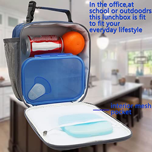 FlowFly Kids Lunch box Insulated Soft Bag Mini Cooler Back to School Thermal Meal Tote Kit for Girls, Boys, Cyan - Image 3
