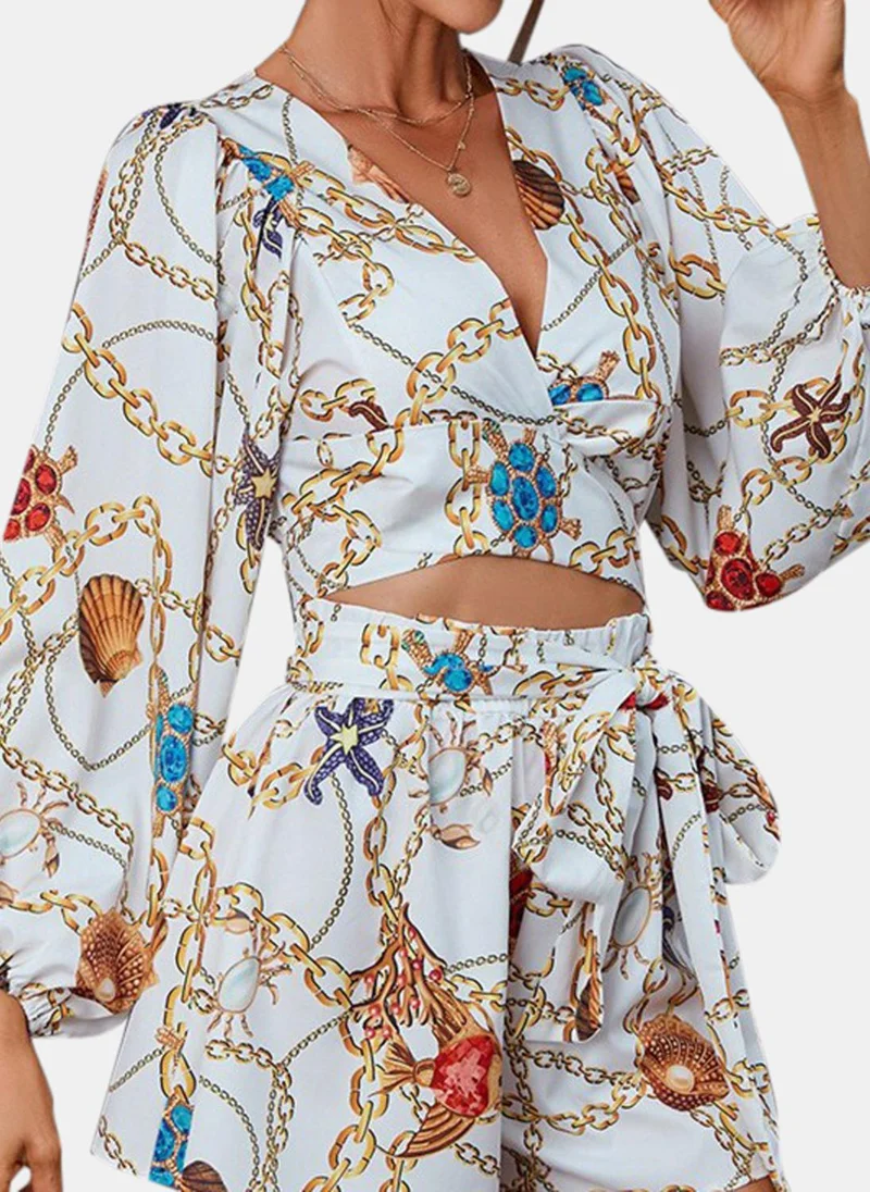 يونيكي White Printed Jumpsuit