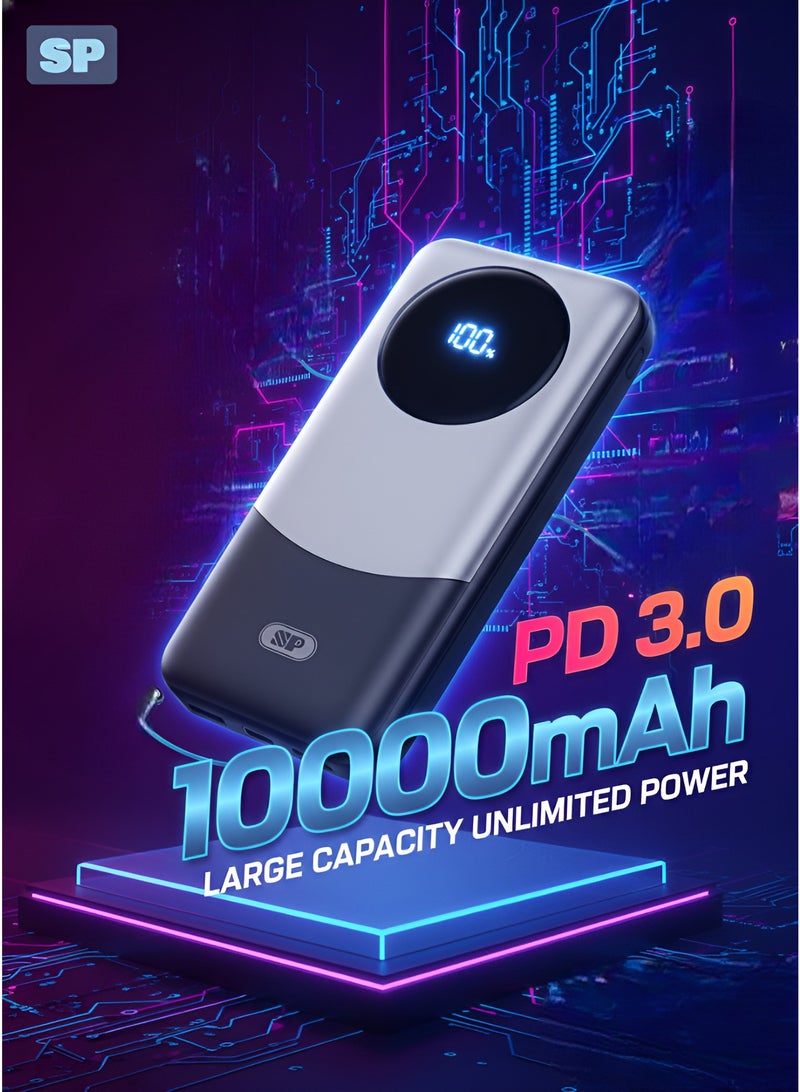 أس بي بنك طاقة 10000 مللي أمبير مع 20 وات PD وشحن سريع 22.5 وات | مخرج USB مزدوج عالي السرعة - Image 4