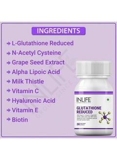 Inlife INLIFE L Glutathione Capsules 1000mg | Vitamin C Milk Thistle Grape Seed Extract Biotin | Skin and Liver Health Supplement for Men Women - 30 Vegetarian Capsules (Pack of 4)  - Image 4