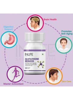 Inlife INLIFE L Glutathione Capsules 1000mg | Vitamin C Milk Thistle Grape Seed Extract Biotin | Skin and Liver Health Supplement for Men Women - 30 Vegetarian Capsules (Pack of 4)  - Image 3