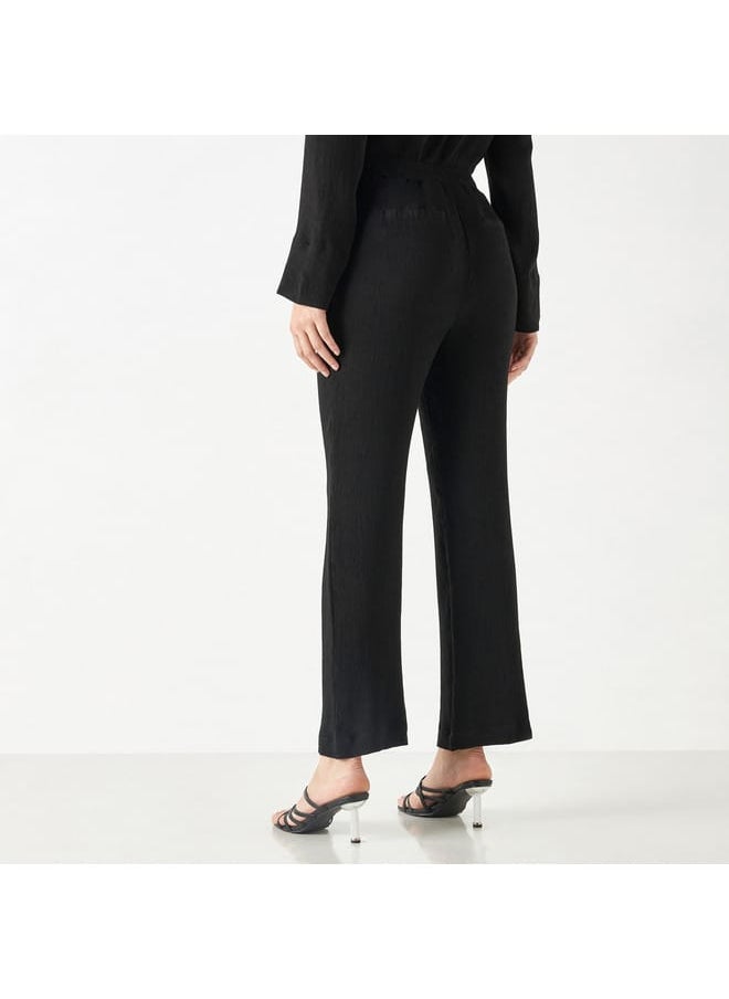 Iconic Iconic Textured Pants with Elasticated Waistband and Pockets  - Image 3