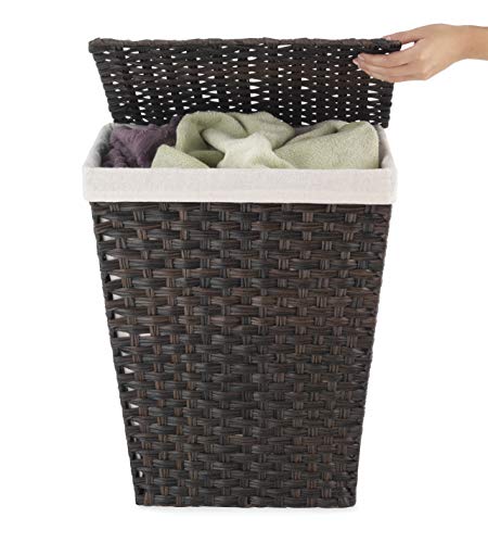Whitmor Rattique Laundry Hamper with Lid and Removable Liner - Espresso - Image 2