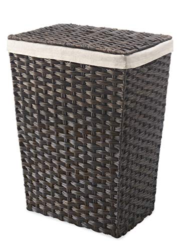 Whitmor Rattique Laundry Hamper with Lid and Removable Liner - Espresso - Image 1