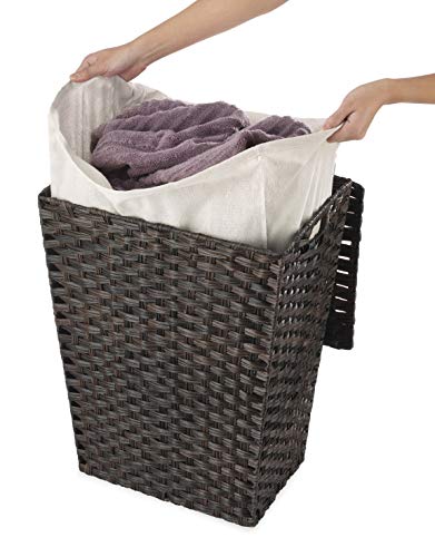Whitmor Rattique Laundry Hamper with Lid and Removable Liner - Espresso - Image 4