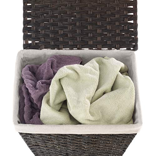 Whitmor Rattique Laundry Hamper with Lid and Removable Liner - Espresso - Image 3