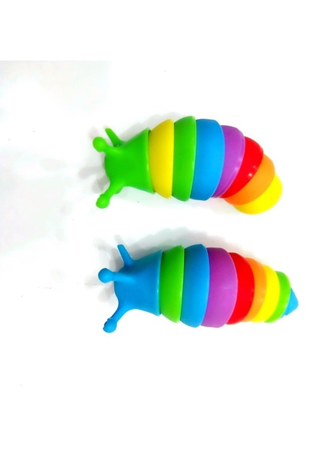 Small Snot Caterpillar Accessories Keychain Pendant Yao Toy Niuniu Le Decompression Children's Bugs-Color:Rainbow Red Head-Height:2.5cm - Image 3