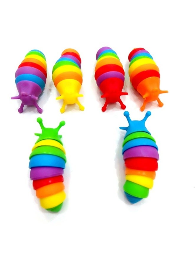 Small Snot Caterpillar Accessories Keychain Pendant Yao Toy Niuniu Le Decompression Children's Bugs-Color:Rainbow Red Head-Height:2.5cm - Image 1