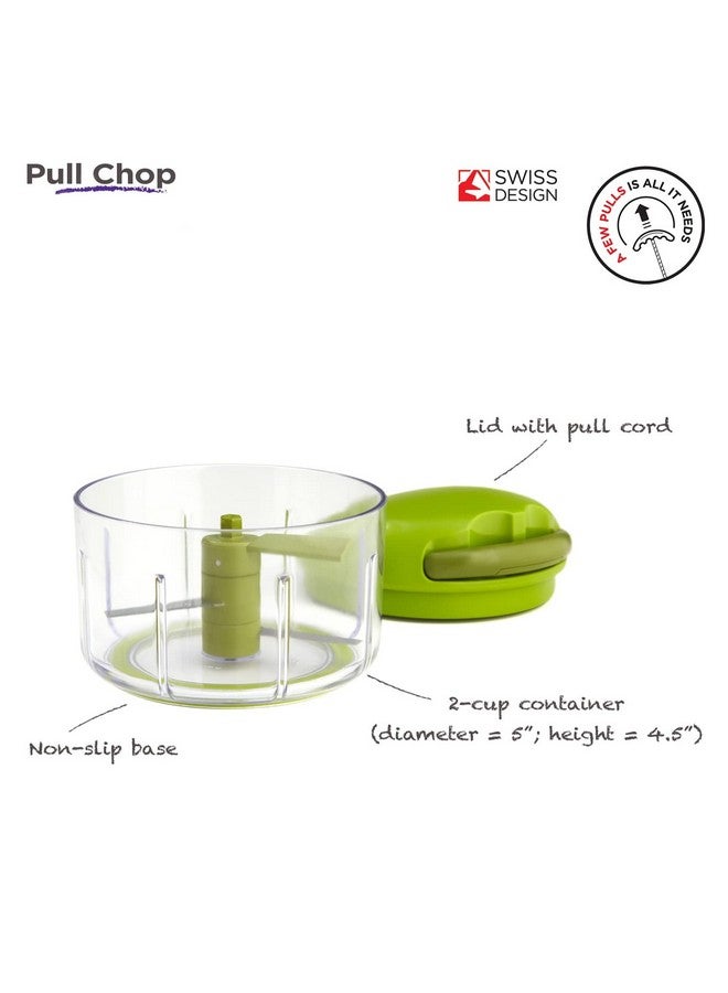 كون ريكون مفرمة Kuhn Rikon Pull Chop/معالج طعام يدوي مع آلية سلك، أخضر، سعة كوبين  - Image 1