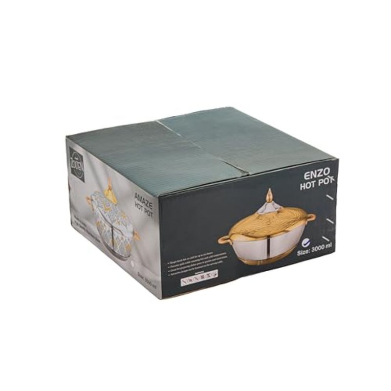 Enzo Stainless Steel Hotpot for home dining, stainless steel, gold, 3-liter capacity with even heat distribution and durable construction - Image 3