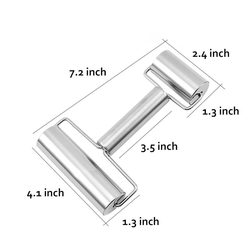 iziusy Stainless Steel Double Dough Roller PastryPizza Roller NonStick Pizza Roller for Home Kitchen Baking Cooking 413in 236in - Image 2