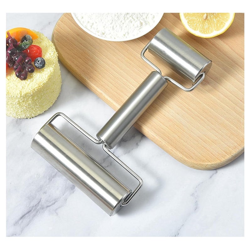 iziusy Stainless Steel Double Dough Roller PastryPizza Roller NonStick Pizza Roller for Home Kitchen Baking Cooking 413in 236in - Image 5