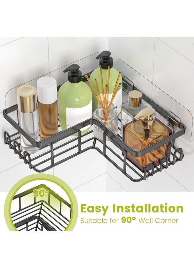 Tiokkss Corner Shower Caddy 4 Pack, Adhesive Shower Organizer, Large Capacity, Rustproof Stainless Steel Shower Shelf for Inside Shower & Bathroom Storage&Home Decor, Black  - Image 5