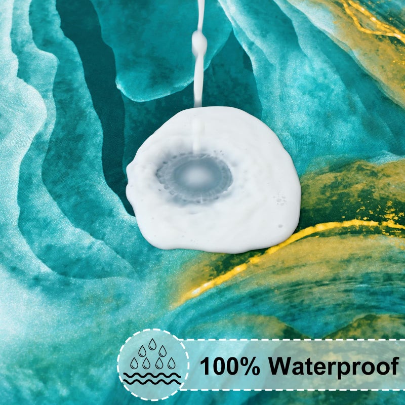 misaya Round Fitted Tablecloth with Elastic Edge, 100% Waterproof Oil Proof Plastic Table Cover, Vinyl Flannel Backed Tablecloth Fits 36"-44" Round Tables for Dinner, Outdoor, Picnic, Ripples - Image 3