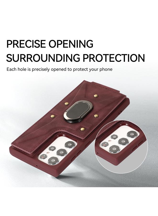 S-TOP Case For Samsung Galaxy S23 Ultra 5G Armor Ring Wallet Back Cover Phone Case - Image 5