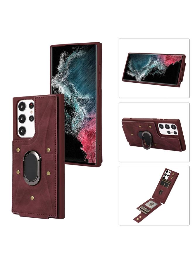 S-TOP Case For Samsung Galaxy S23 Ultra 5G Armor Ring Wallet Back Cover Phone Case - Image 1