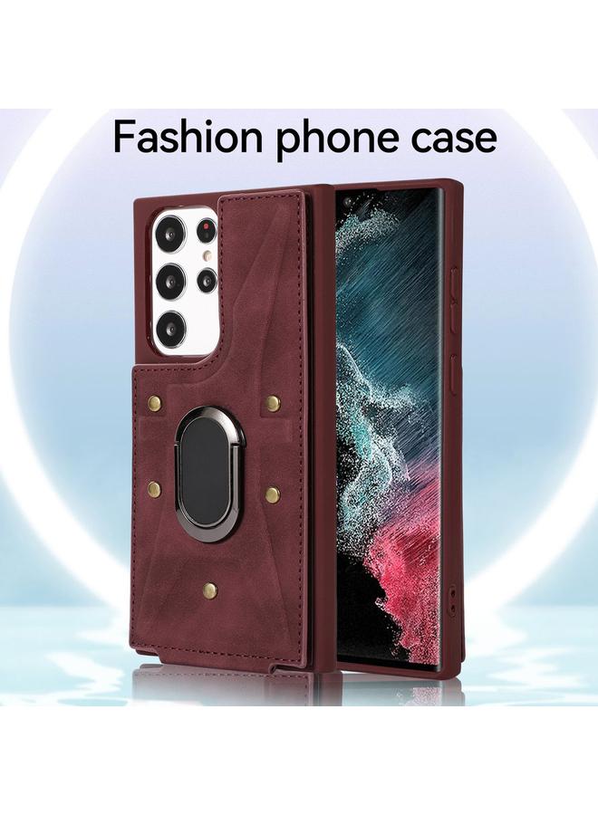 S-TOP Case For Samsung Galaxy S23 Ultra 5G Armor Ring Wallet Back Cover Phone Case - Image 2