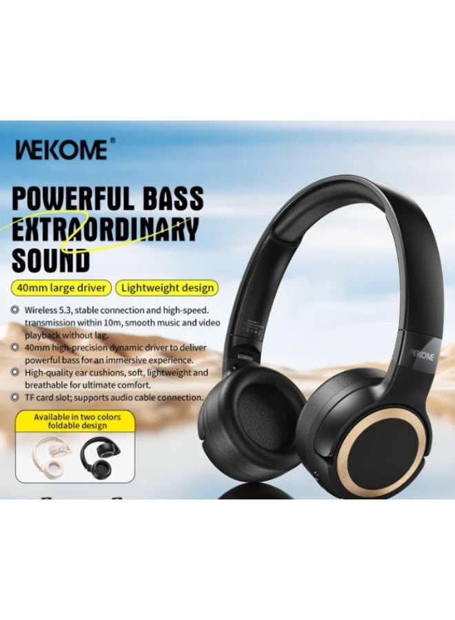 WEKOME WKOME WM-12 On-Ear Wireless/Wired Headphones with 4 Hours of Playtime black - Image 3