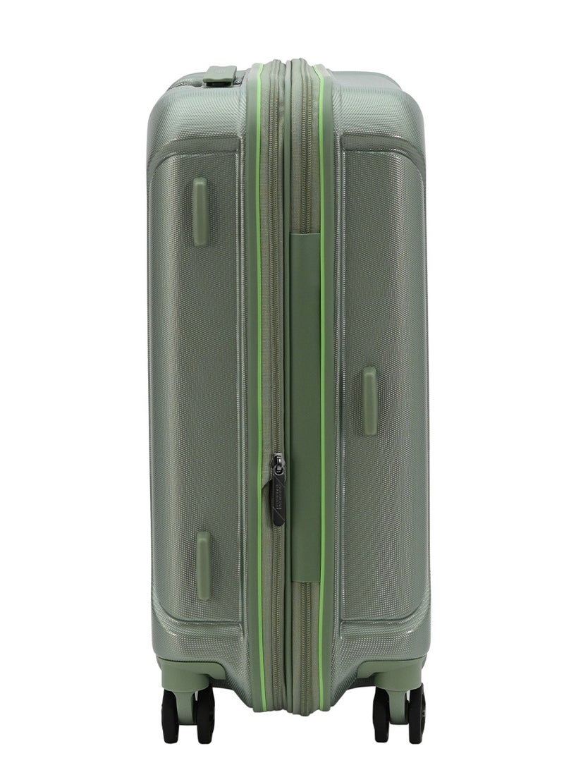 AMERICAN TOURISTER Technum Suitcase, Cabin Size 55 cm / 20 inch, 4 Spinner Wheels, Hard Top, Polycarbonate, Urban Green|DuoSaf™ Security Zipper|Dual Tube Pull Handle|Expandable|TSA Lock - 3 Years International Warranty - Image 5