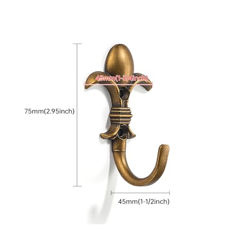 khtumeware 5 Packs 3 inch Antique Brass Heavy Duty Door Hanger Towel Robe Clothes Cabinet Closet Towel Hooks Bathroom Coat Robe Wall Hook for Bathroom Bedroom Kitchen Hotel mudroom Hooks - Image 3