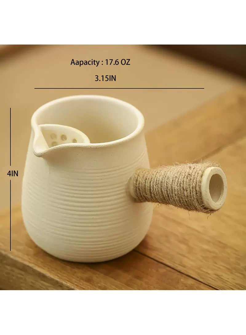 KASTWAVE Ceramic Teapot for Charcoal Grill, 17.6OZ/500ml Clay Stove Boiling Teapot Multipurpose Outdoor Charcoal Grill Stove Tabletop Barbecue Grill for Camping RV Picnic Backyard (Pot) - Image 2