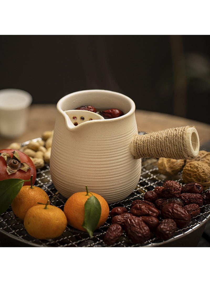 KASTWAVE Ceramic Teapot for Charcoal Grill, 17.6OZ/500ml Clay Stove Boiling Teapot Multipurpose Outdoor Charcoal Grill Stove Tabletop Barbecue Grill for Camping RV Picnic Backyard (Pot) - Image 5