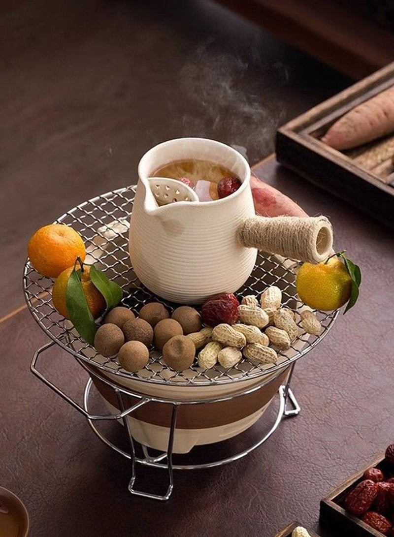 KASTWAVE Ceramic Teapot for Charcoal Grill, 17.6OZ/500ml Clay Stove Boiling Teapot Multipurpose Outdoor Charcoal Grill Stove Tabletop Barbecue Grill for Camping RV Picnic Backyard (Pot) - Image 4