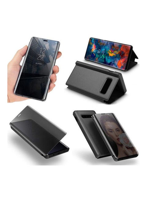 For Samsung Galaxy S10 Plus Mirror Protection Case Smart View Standing Flip Folio Cover Black