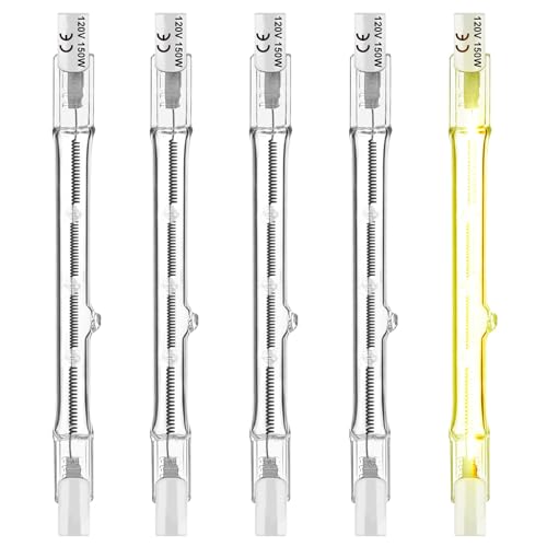 Jaenmsa R7S 150W Halogen Light Bulbs 118mm, 150 Watt J Type T3 Bulbs 120V, 4.6 Inch R7S Halogen Work Light Bulb with Double Ended Light Bulbs for Work, Security, Landscape Lights, Dimmable,5 Pack - Image 1