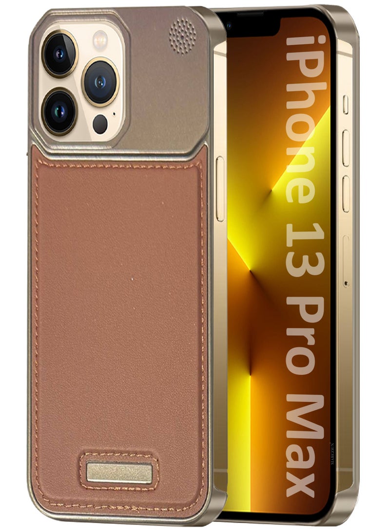 CATANES iPhone 13 Pro Max Case Leather Metal Design, Slim Lightweight Minimalist Cover - Image 1