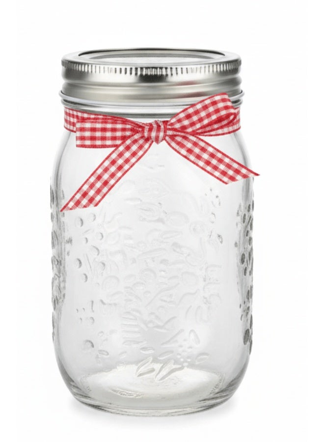 Nautilus Glass Storage Jar 500Ml with Metal Lid, Clear and Silver - Image 1