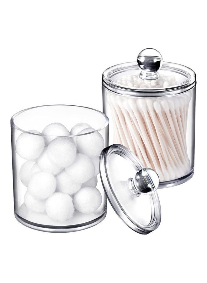 NIBEMINENT 2-Piece Bathroom Canister Jars With Lids Clear 5.5x4.5x2.8inch