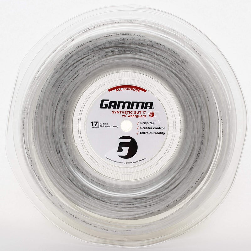Gamma Sports Synthetic Gut with Wearguard Tennis String Reel, 660'/17g, White - Image 1