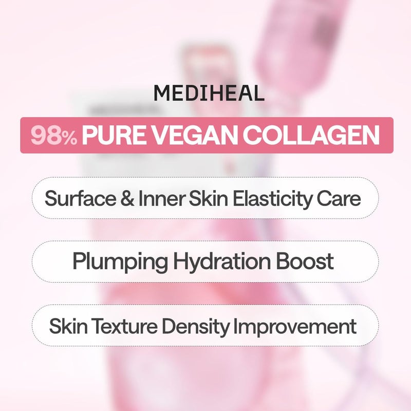 MEDIHEAL قناع الوجه الأساسي ميديهيال [كولاجين] 10 قطع لتقوية البشرة مع كولاجين نقاء 98% لترطيب ممتلئ، بشرة زجاجية وشد البشرة - أساسيات السفر، تركيبة نباتية قناع شيت كوري للجمال - Image 4