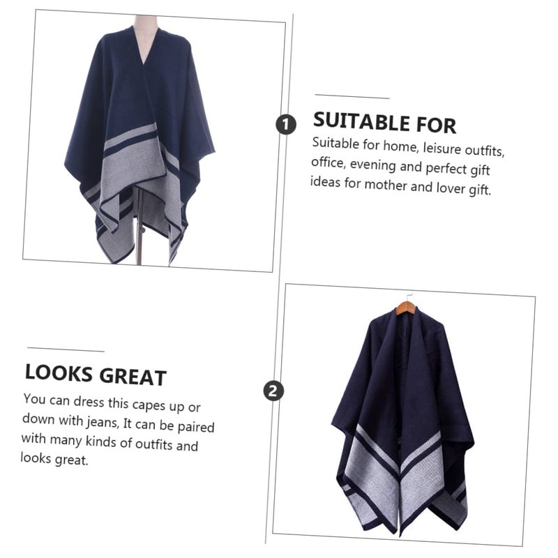 Veemoon Double Sided Stripe Winter Shawl Cape Scarf For Women And Men - Image 3