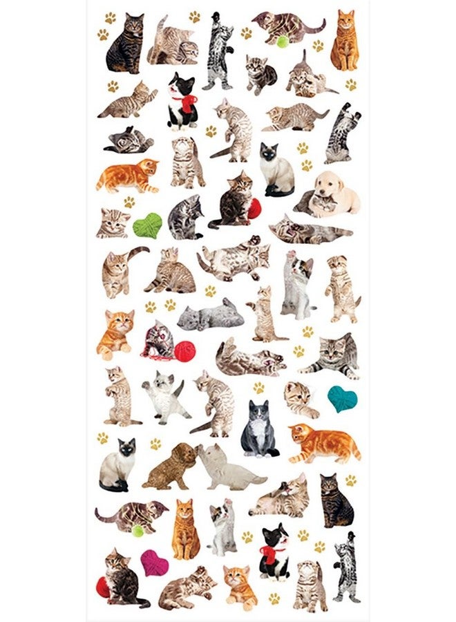 Playhouse Micro Mini Foil Accent Sticker Sheet for Crafts, Trading & Collecting - Pretty Kitties Cats 1 Pack - Image 1