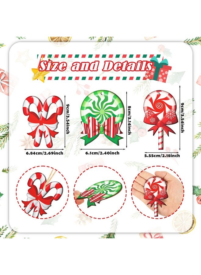 HOWAF 36pcs Peppermint Christmas Tree Ornaments,Christmas Candy Wood Ornaments Christmas Tree Decor,Christmas Colorful Lollipop Candy Hanging Ornaments with Rope for Sweet Xmas Holiday Party Supplies - Image 3