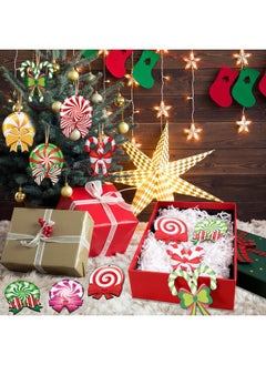 HOWAF HOWAF 36pcs Peppermint Christmas Tree Ornaments,Christmas Candy Wood Ornaments Christmas Tree Decor,Christmas Colorful Lollipop Candy Hanging Ornaments with Rope for Sweet Xmas Holiday Party Supplies  - Image 4