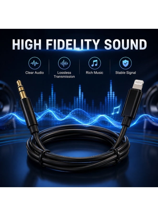 Lightning to 3.5mm AUX Audio Cable 1M for iPhone Audio Adapter Jack Connector Hi-Fi Sound GL060 - Image 2
