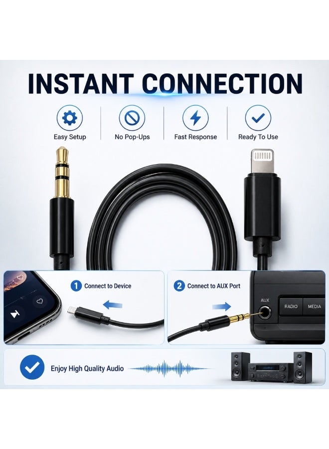 Lightning to 3.5mm AUX Audio Cable 1M for iPhone Audio Adapter Jack Connector Hi-Fi Sound GL060 - Image 4