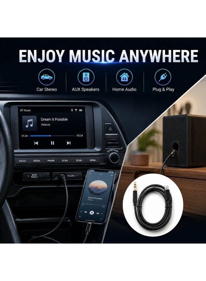 Lightning to 3.5mm AUX Audio Cable 1M for iPhone Audio Adapter Jack Connector Hi-Fi Sound GL060 - Image 3