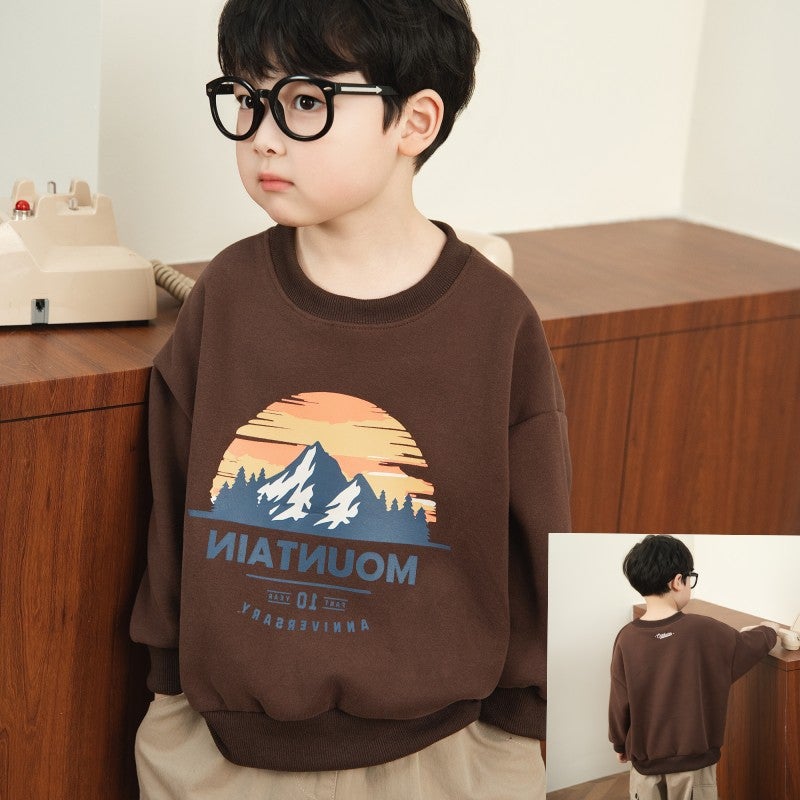 25 Children'S Sweater Boys' Long Sleeve T-Shirt Base Shirt Middle And Big Children'S Inner Pullover Top Round Neck Sportswear - Image 1