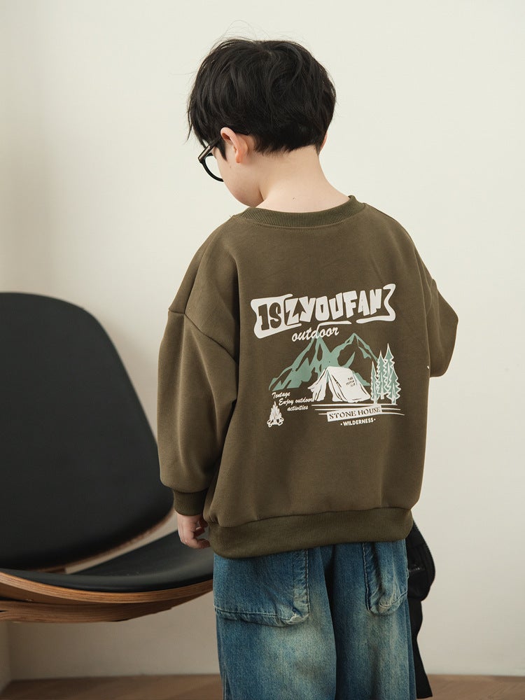 25 Children'S Sweater Boys' Long Sleeve T-Shirt Base Shirt Middle And Big Children'S Inner Pullover Top Round Neck Sportswear - Image 4