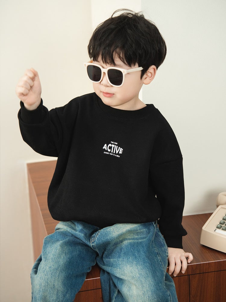 25 Children'S Sweater Boys' Long Sleeve T-Shirt Base Shirt Middle And Big Children'S Inner Pullover Top Round Neck Sportswear - Image 2