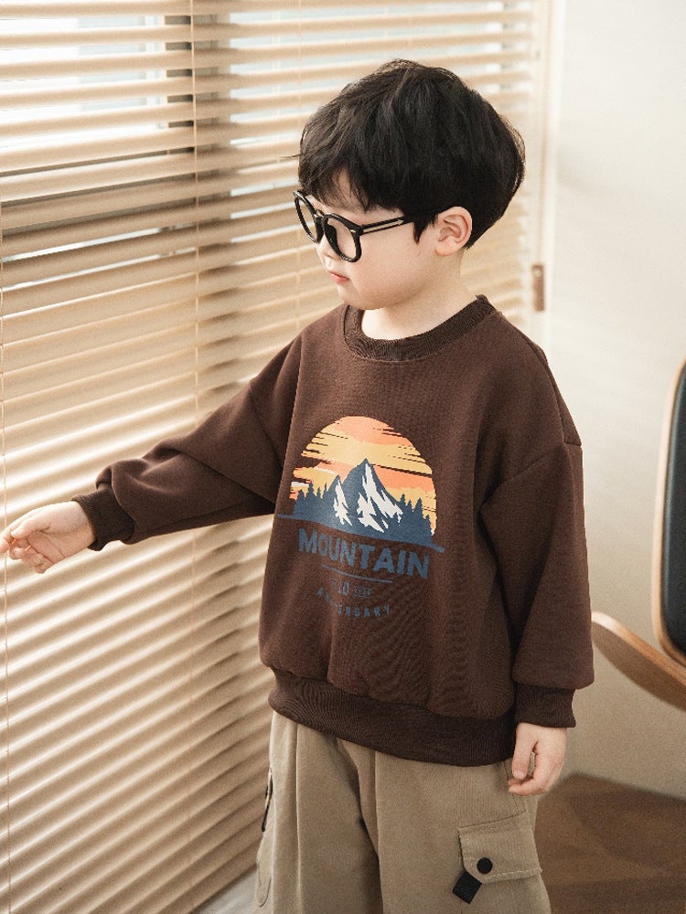 25 Children'S Sweater Boys' Long Sleeve T-Shirt Base Shirt Middle And Big Children'S Inner Pullover Top Round Neck Sportswear - Image 3
