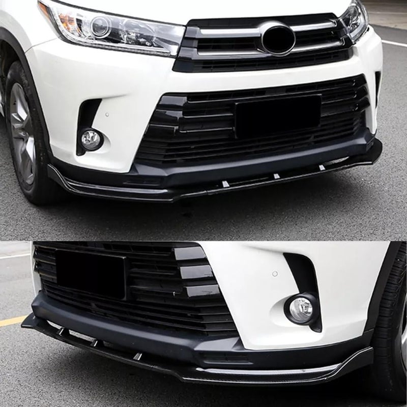 MUTUSAISI Bright Black Front Bumper 3-Stage Lip Spoiler for Toyota Highlander 2017-2019 - Image 3